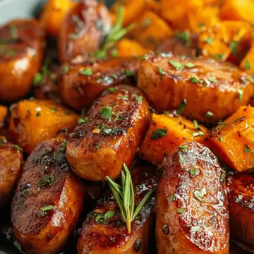 Sausage and Sweet Potatoes with Honey Garlic Sauce