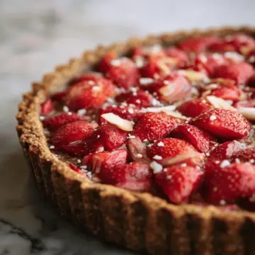 Sprouted Spelt Strawberry Rhubarb Tart