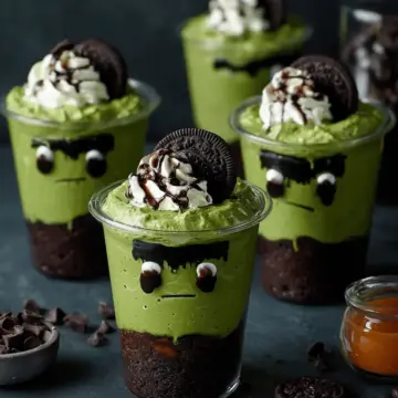 Frankenstein Pudding Cups