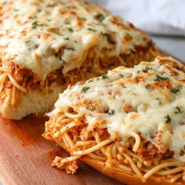 Spaghetti Stuffed Garlic Bread