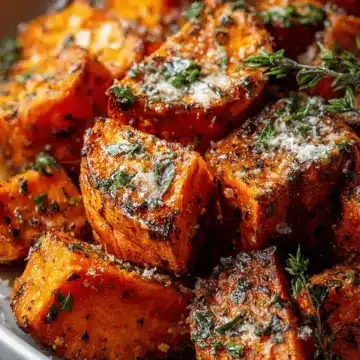 Garlic Parmesan Roasted Sweet Potatoes