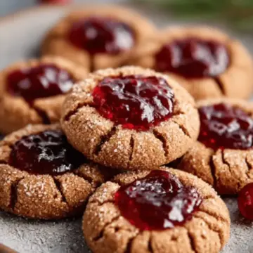 Gingerbread thumbprint cookies with cranberry jam