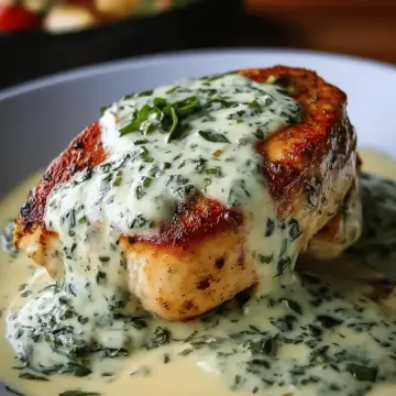 Mozzarella Chicken in Basil Cream Sauce