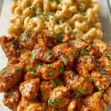 High Protein Honey Garlic Butter Chicken with Mac & Cheese