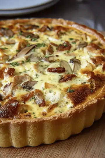 Quiche au poulet et aux champignons