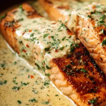 Salmon with Herb & Garlic Cream Sauce