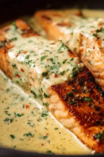 Salmon with Herb & Garlic Cream Sauce