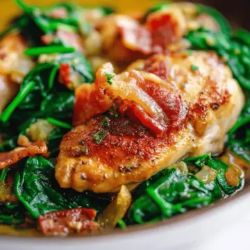 One Pot Bacon Garlic Chicken and Spinach