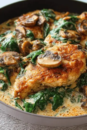 Creamy Spinach and Mushrooms Chicken