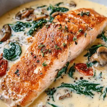Tuscan Salmon with Parmesan Cream Sauce
