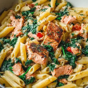 Salmon Pasta with Spinach