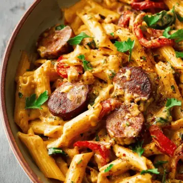 One Pot Creamy Cajun Sausage Pasta