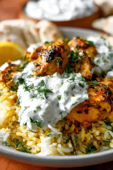 Dump-and-Bake Chicken Tzatziki with Rice