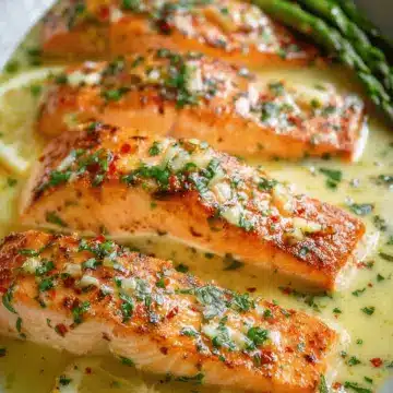 Salmon with Garlic Lemon Butter Sauce