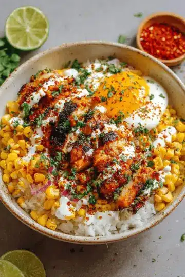 Street Corn Chicken Rice Bowl