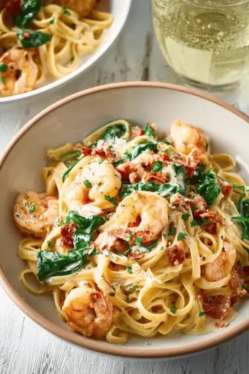 Creamy Tuscan Shrimp Linguine