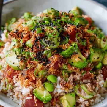 Tuna Avocado Crispy Rice Salad
