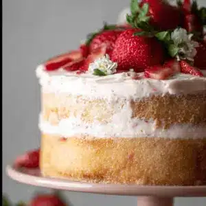 Vanilla Bean Cake with Strawberry Cream Cheese Frosting