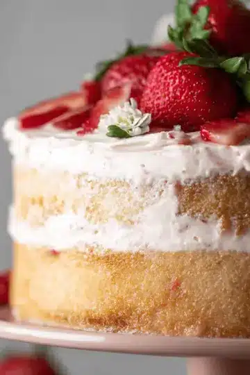 Vanilla Bean Cake with Strawberry Cream Cheese Frosting