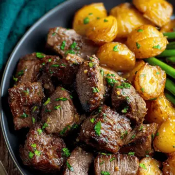 Garlic Butter Steak Bites and Potatoes