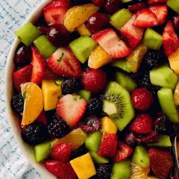 Rainbow Fruit Salad with Maple Lime Dressing