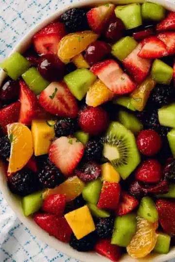 Rainbow Fruit Salad with Maple Lime Dressing