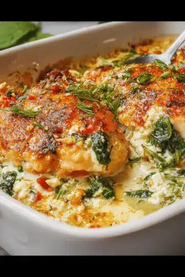Creamy Feta Chicken Bake with Spinach