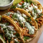 Shredded Chicken Tacos with Creamy Chimichurri Sauce