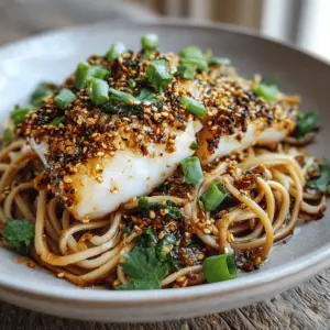 Asian Fusion Sesame-Crusted Cod with Aromatic Ginger Noodles