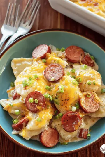 Crock Pot Pierogi and Kielbasa Casserole