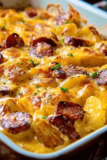 Cheesy Potatoes with Smoked Sausage