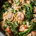 Broccolini, Chicken Sausage, and Orzo Skillet