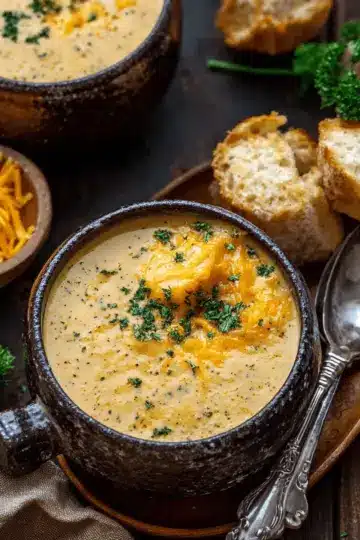 Hearty Cheddar Garlic Herb Potato Soup