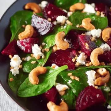 Beet Salad with Spinach, Cashews, and Goat Cheese