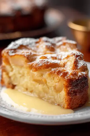 French Apple Cake with Maple Ginger Custard Sauce