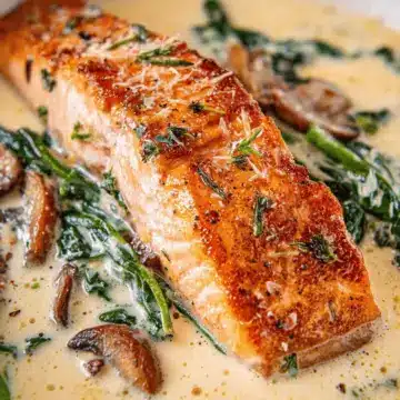 Tuscan Salmon with Parmesan Cream Sauce