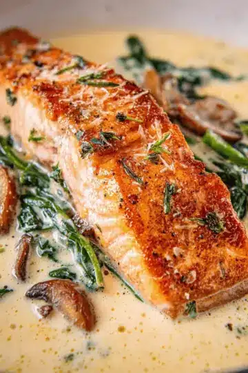 Tuscan Salmon with Parmesan Cream Sauce
