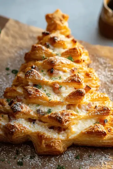 Cheesy Ham Puff Pastry Christmas Tree