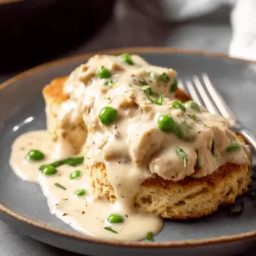 Creamed Chicken Over Biscuits