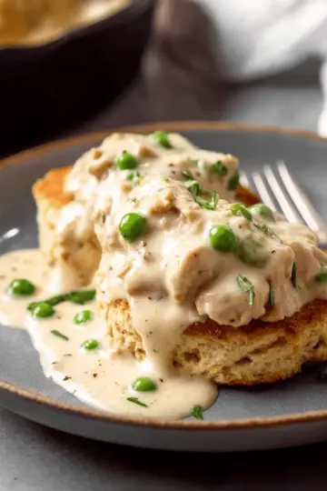 Creamed Chicken Over Biscuits