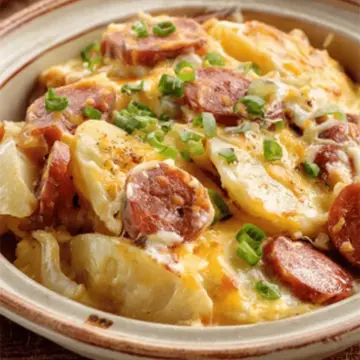 Crockpot Pierogi Casserole with Kielbasa