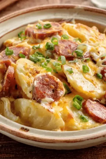 Crockpot Pierogi Casserole with Kielbasa