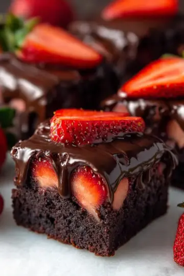 Chocolate Covered Strawberry Brownies