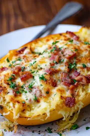 Bacon Au Gratin Spaghetti Squash