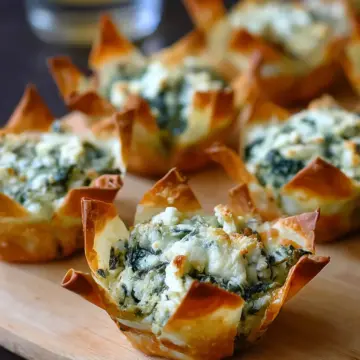 Spinach-Artichoke Dip Wonton Cups