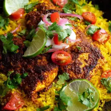 Masala Baked Fish with Turmeric Rice