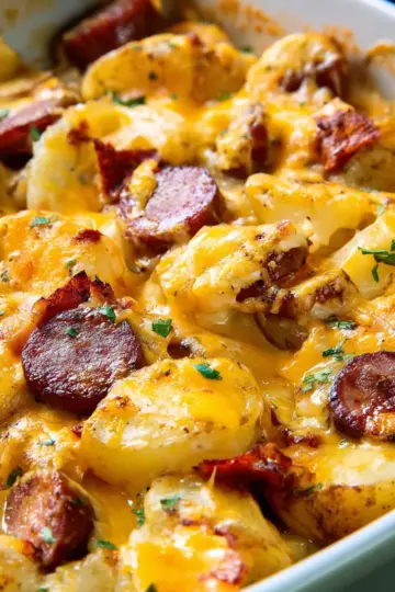 Cheesy Potatoes with Smoked Sausage