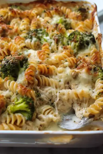 Ultra Lazy HEALTHY Chicken and Broccoli Pasta Bake