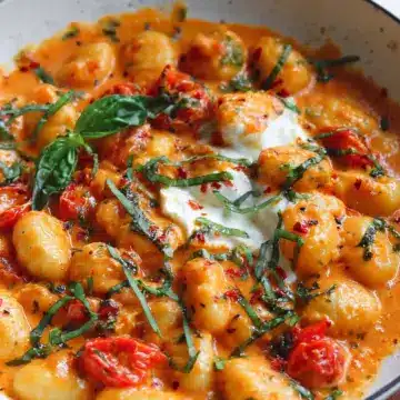 30 Minute Creamy Tomato Gnocchi with Burrata