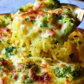 Cheesy Broccoli Cheddar Spaghetti Squash